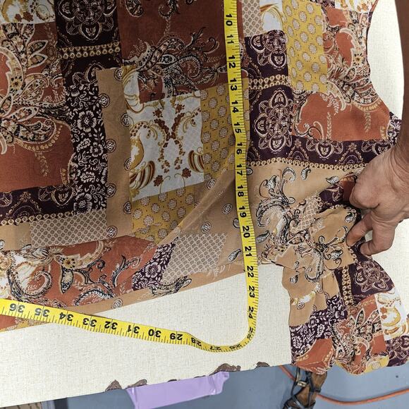 Boho Tunic Top Sz L Layered Patchwork High Low Forest Fairy Autumn Fall - Picture 7 of 11